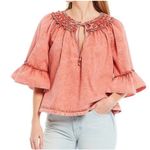 Free People Mineral Wash AINSLEY Denim Top size small Photo 0