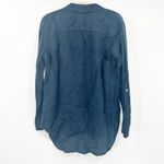 Ann Taylor  Womens 100% Linen Beachy Lagenlook Button Down Shirt Navy Blue Size M Photo 5