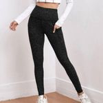 SheIn NEW High Rise Contrast Stitching Leggings Pockets Medium Pull On Stretchy black Photo 3
