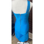 Bebe  Turquoise Blue dress sz M One shoulder Cocktail Club Wedding HOCO party Photo 3
