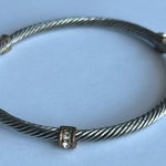 Women’s vintage dainty silver tone cable crystal bangle‎ bracelet one size Photo 0