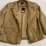 Investments Gold Sequin Blazer Jacket Fringe Trim Lined New Size 10 Photo 7