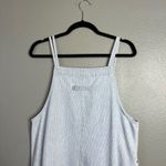Vintage Real Comfort Denim Pinafore Dress Size 10 Blue White Stripe Casual Midi Photo 4