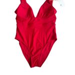 Quince Red Italian Plunge One Piece Swimsuit Bathing Suit Size Large NEW NWT Photo 7