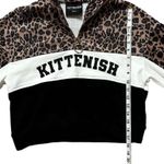 Kittenish Animal Print Color Block Oversized 1/4 Zip Cropped Pullover Small Photo 7