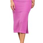 Skies Are Blue  Midi skirt Women medium Pink Crochet cottagecore knits split hem Photo 2