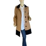 Dana Buchman  TAN & BLACK WOOL, NYLON & CASHMERE BLEND COLOR BLOCK COAT (M) Photo 6