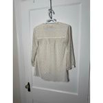 Elle Women's White Gold Sheer Button Down Tie Top Blouse Size XS 3/4 Sleeve Photo 2