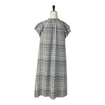 Loft  Dress Shift Tie Neck Ruffle Sleeve Purple Multi Plaid Women’s Size Small Photo 2
