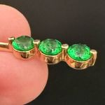 Signed 925 Gold Over Sterling Silver Vermeil Emerald Green CZ Row Drop Pendant Photo 9