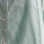 Everlane  Womens 00 Silky Cotton Relaxed Shirt Green White Stripe Long Sleeve NEW Photo 3