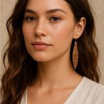 Boho Wooden Dangle Earrings Natural Carved Tribal Festival Hippie Western 70s Brown Photo 0