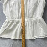 J.Crew XS‎ White Ruffle Peplum Button Top Boho Cotton Summer Blouse Tassel Waist Size M Photo 8
