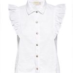 Nation Ltd Archer Ruffled Button Up Top sz Medium White EUC Photo 0