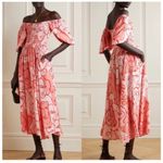 La Ligne Lola Silk Maxi Dress x Hanna Barczyk abstract face XS Wedding vacation Pink Photo 1