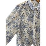 Caroline Constas Long Sleeve Floral Eyelet Top Blue & White Size‎ Large Photo 2