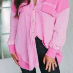 These Three Boutique Frayed Pink Shacket Photo 1