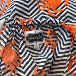 Mud Pie  Navy and Orange Chevron Crab 100% Cotton Nautical Rope Dress Size Large‎ Photo 3