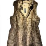 Banana Republic NWT Mock Collar Faux Fur Vest Cinch Waist Fully Lined XL Photo 0