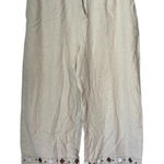 Sag Harbor Women’s  Beige Wide-Leg Pants Linen Blend with Embroidered Hem size M Photo 0