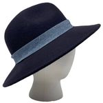 Chico's Kevin Fedora 100% Wool Felt Hat Navy Blue Photo 4