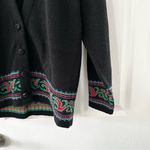 Pendleton  Black Virgin Wool Holiday Christmas Scroll Button Cardigan Medium USA Photo 4