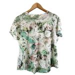 Tryst  Womens‎ S T-Shirt Twist Front Round Neck Abstract Green Pink White Active Photo 1
