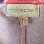 Simply Southern Tassel Hem S/S Pink Aqua Sea Shell AOP Scoop Neck Size LARGE Photo 3