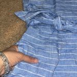 J. McLaughlin  Adelaide Striped Linen Jumpsuit Blue White 10 Photo 6