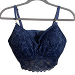 Aerie Festive Lace Longline Blue Padded Bralette Medium DD Photo 0
