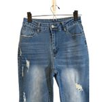 Blue Denim Lightly Ripped Raw Hem Denim Jeans Classic Casual Women Sz S Photo 2