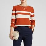 Neiman Marcus 100% Cashmere Sweater Womens L (Fits S) Burnt Orange White Stripe Size L Photo 1