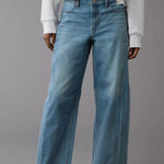 American Eagle  Dreamy Drape Strigid Barrel Jeans Blue 10 Long Photo 0