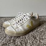 VEJA  9 Womens Campo Chromefree Sneakers in White and Sun Peach Orange Photo 3