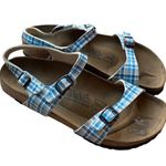  | Birks by Birkenstock Rio style blue plaid sandals 40 Photo 0
