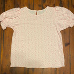 Pink floral blouse with puff sleeves, Size M (faint stain on back) Size M Photo 0