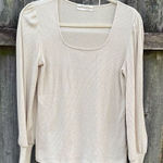 Anthropologie By  Cream Puff Sleeve Ribbed Long Sleeve| S Photo 0