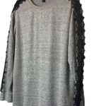 Vera Wang Womens Simply Vera Top Scoop Neck Blouse u Flower Embellished Sleeves Size M Photo 4