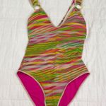 Becca  One piece metallic Awaken Swimsuit Lodyn Scoop Neck Size L Photo 2