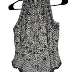 Adrianna Papell vintage silk sequin Black and White Floral Tank Top S Photo 1