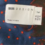 ASOS  design navy red floral polka dot cutout puff sleeve midi dress Photo 7