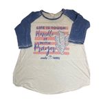 Simply Faithful Graphic Raglan Shirt Burnout Fabric Handle It With Prayer Sz 2XL Photo 0