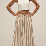 Anthropologie Tan and White Striped Wide-Leg Pants Photo 0