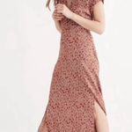 Madewell  Woodblock Floral V-Neck Front Slits Maxi‎ Dress Brown Cream Size 2 Photo 0