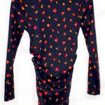 Abound Nordstrom  Black Ribbed Knit Floral Ruched Dress NWT Sz S Photo 3