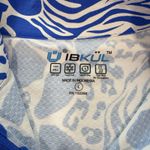 IBKUL Icefil Bianca Navy Animal Print Short Sleeve Sun Shirt LARGE Blue Photo 8