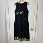 Michael Simon black dog embroidered sleeveless midi dress. M Size M Photo 4