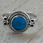 NEW 925 Sterling Silver Ladies Circle Cut Turquoise Ring Western Jewellery Blue Photo 6