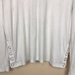 Chaser  Women's Ribbed Knit Ivory V-Neck Long Sleeve Snap Buttons Shirt Photo 2