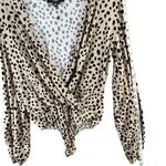 Lulus Wildly Trendy Bodysuit M Tan Black Cheetah Balloon Surplice Boho Chic Size M Photo 10